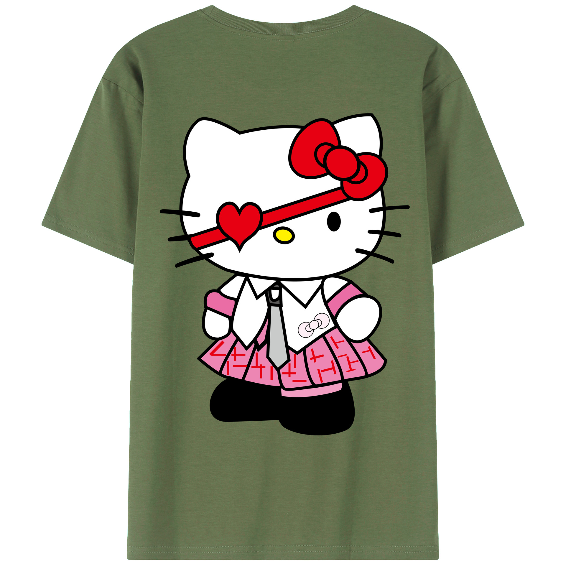 （画像用） Hello Kitty ハローキティ 綿100％ メンズ半袖Tシャツ（バックプリント） 通気性